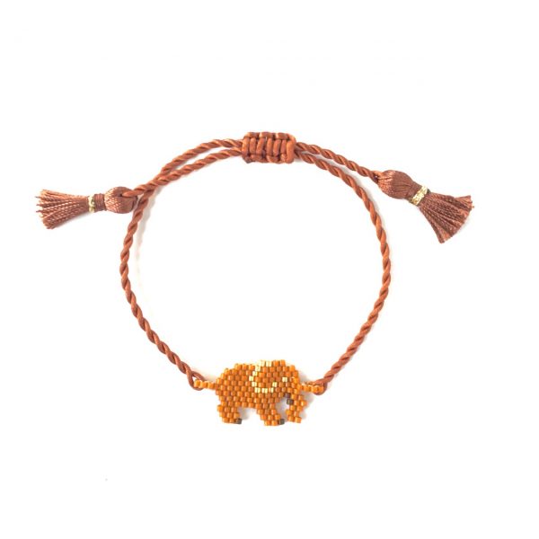 Beaded Elephant Silk Bracelet Dark OrangeBeaded Elephant Silk Bracelet Dark Orange