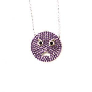 Emoji Purple 925 Silver Necklace