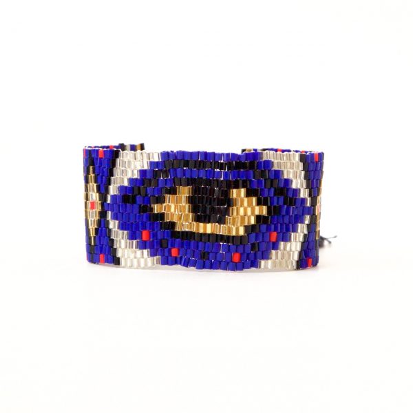 Beaded Cobalt and Gold Bracelet